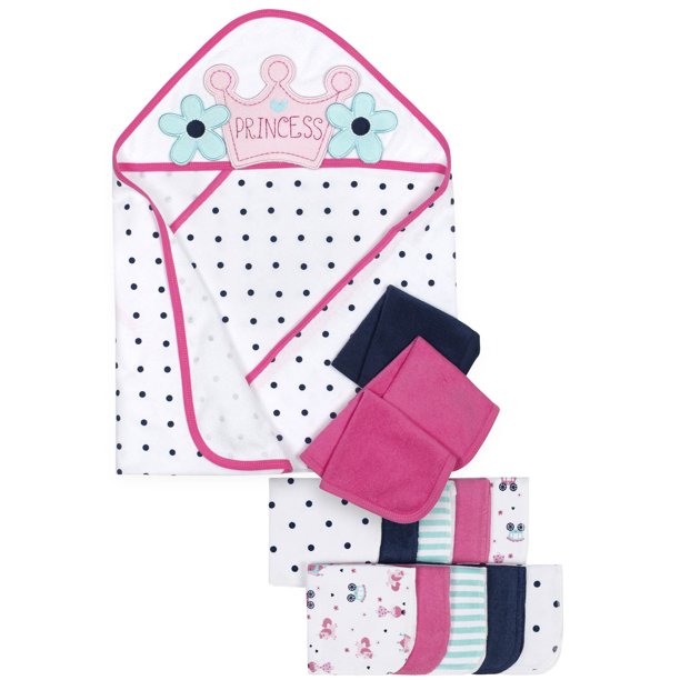 Gerber Baby Girl Hooded Towels & Washcloth Set, 14pc