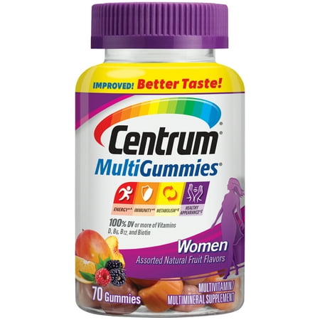 Centrum Women MultiGummies (70 Count, Natural Cherry, Berry, Orange Flavor) Multivitamin / Multimineral Supplement
