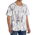 thumbnail image 4 of Xecao offers the Lavender Flowers for Men's Casual Short-sleeved Shirt, a button-up collared shirt with a pocket, perfect for beach vacations and yacht travel in the 4X-Large size., 4 of 7
