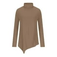 thumbnail image 4 of Telankuip Turtleneck Solid Color Fall T Shirts for Women Long Sleeve Loose Fit Long Tunic Tops to Wear with Leggings Casual Winter Base Layering Pullover Tee Shirts 2025 Coffee M, 4 of 4