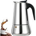 thumbnail image 1 of Stainless Steel Espresso Machine Hot Plate, Moka Pot, Espresso Machine, Percolator, Italian Coffee Maker, Mocha Coffee Machine, Classic Coffee Maker, 100ml - 2 Cups, 1 of 5
