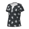 thumbnail image 2 of Goofa Turtle Pattern Womens Deep V Neck Low Cut Tops Casual Summer Short Sleeve Ribbed Knit T-Shirts-Medium, 2 of 5