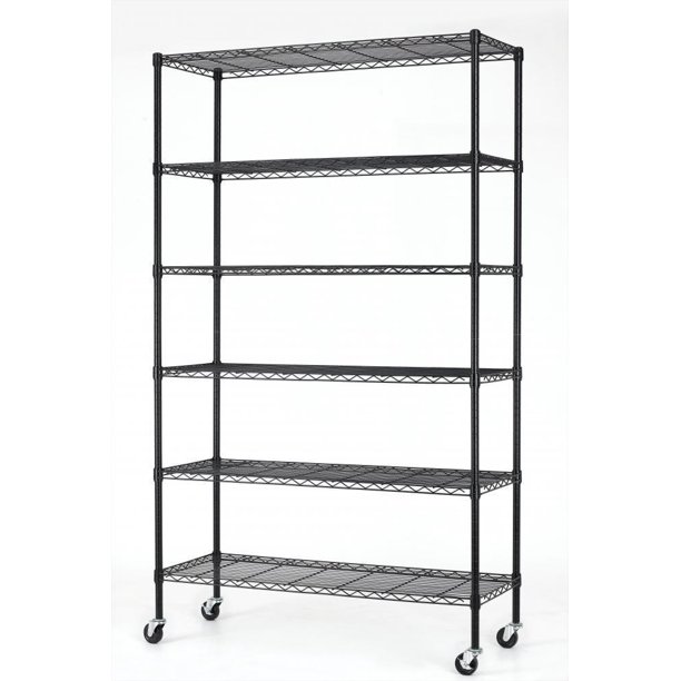 HSS 18"Dx48"Wx75"H, 6 Tier Heavy Duty Wire Shelving Rack with Casters