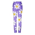 thumbnail image 6 of DeHolifer Womens Stretch Yoga Leggings Flower Printed Fitness Running Gym Sports Full Length Active Pants Yoga Full Length Pants Purple M, 6 of 6