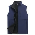 thumbnail image 3 of BiZtdJrK Mens Fleece Lined Outdoor Vest Big and Tall Zip Up Sleeveless Fall Winter Jackets Stand Collar Photograph Travel Vests with Zipper Pockets Blue XXXXL, 3 of 5