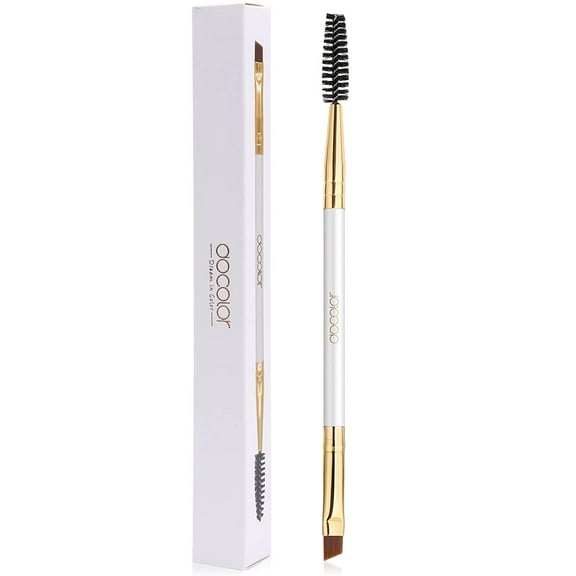 Docolor Eyebrow Brush Duo End, Professional Eyelash Separator Eyeliner Angled Eye Brow Brush and Spoolie Brush for Shaping and Defining Eyebrows