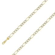 10k Solid Yellow Gold 8.0 mm Figaro Pave Chain for Men & Women - Size 20 Inches