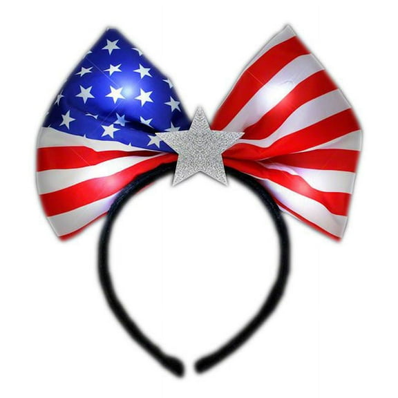 Blinkee LEUSAFBT-STR Flashing USA Flag Star Soft Bow Headband