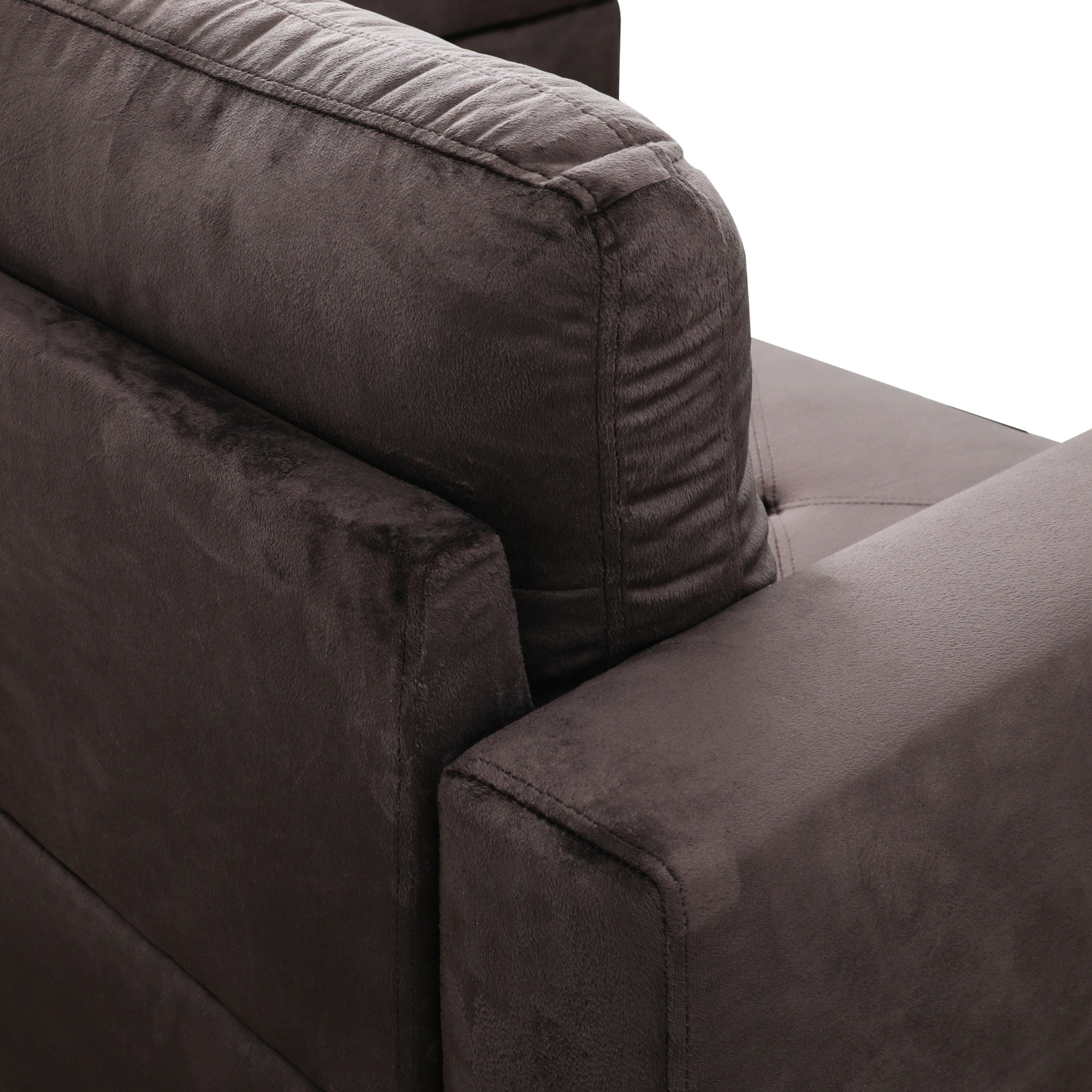 Hommoo 4 Seat Sectional Sofa Living Room Furniture Sets, Modern Microfiber L Shaped Couches and Sofas Model for Home, Espresso(No Ottomans)