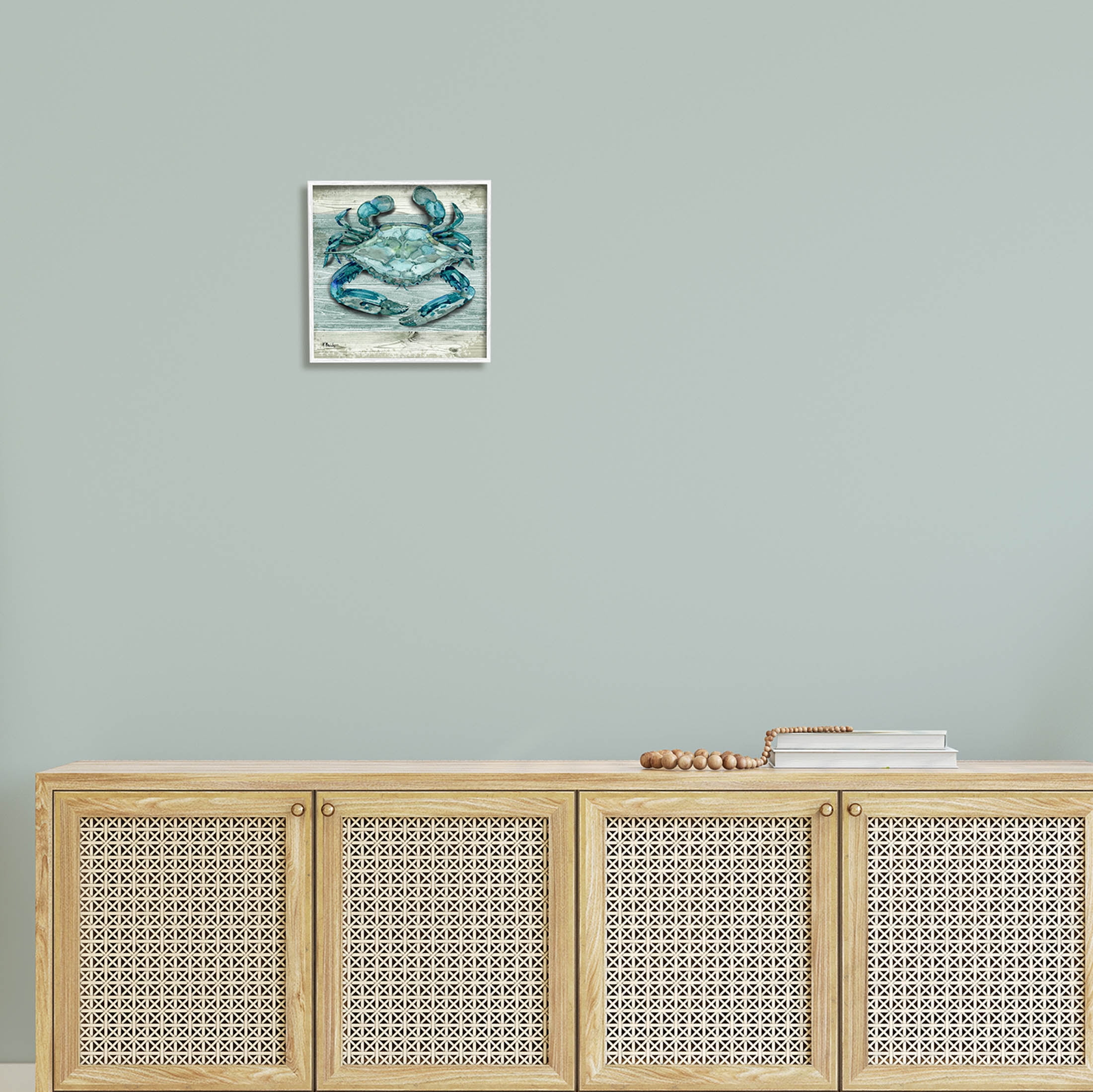Stupell Industries Northpoint Sealife Rustic Crab Graphic Art White Framed Art Print Wall Art, Design by Paul Brent