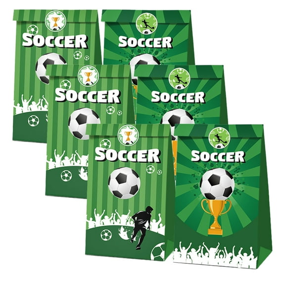 12 PCS Soccer Gift Bags Paper Party Flavors Bags Soccer Goodie bags Treat Candy Bags Video Game Birthday Party Football Gift Bags