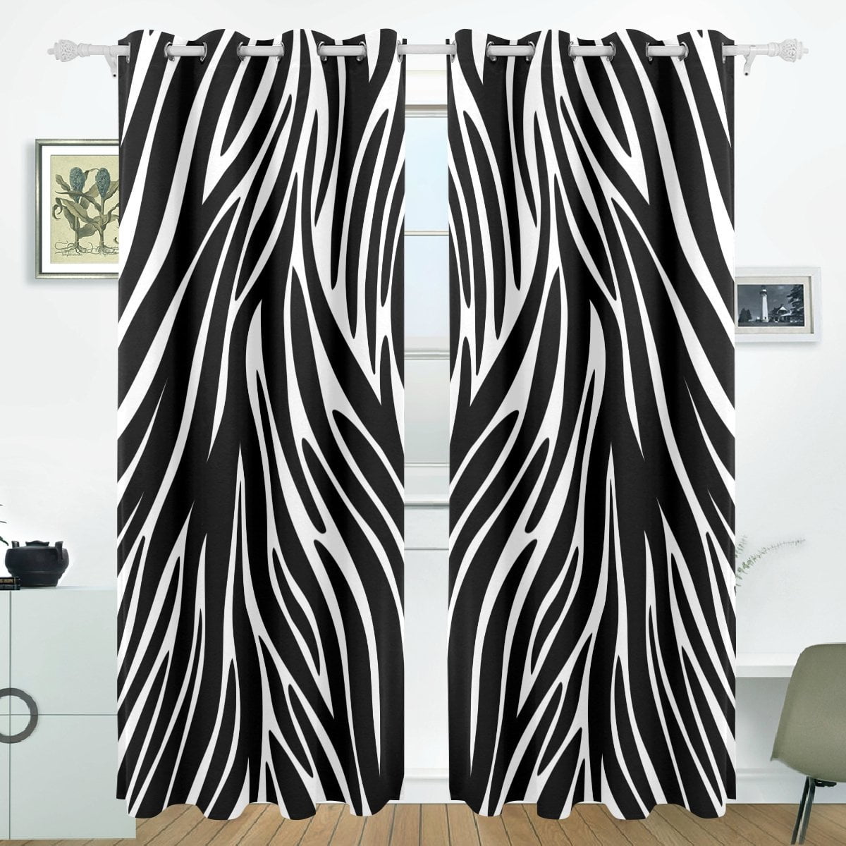 POPCreation Zebra Textures Window Curtain Blackout Curtains Darkening