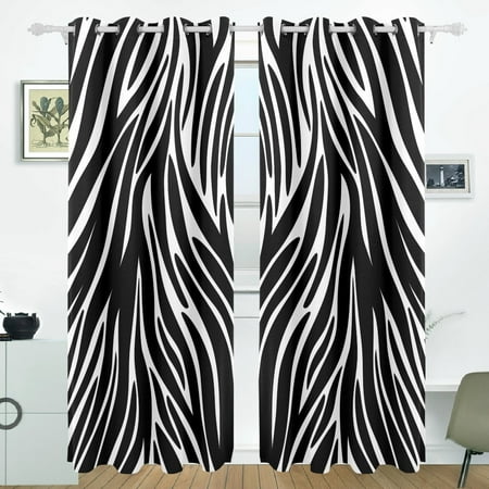 Popcreation Zebra Textures Window Curtain Blackout Curtains