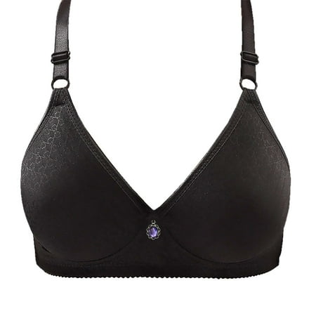 SMihono Savings Front Closure Bras for Women Plus Size Wireless Full Coverage No Underwire Push Up Bras Seamless Support Minimizer Bra Black 10