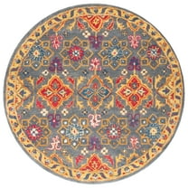 SAFAVIEH Heritage Jamison Floral Wool Area Rug, Charcoal/Multi, 6' x 6' Round