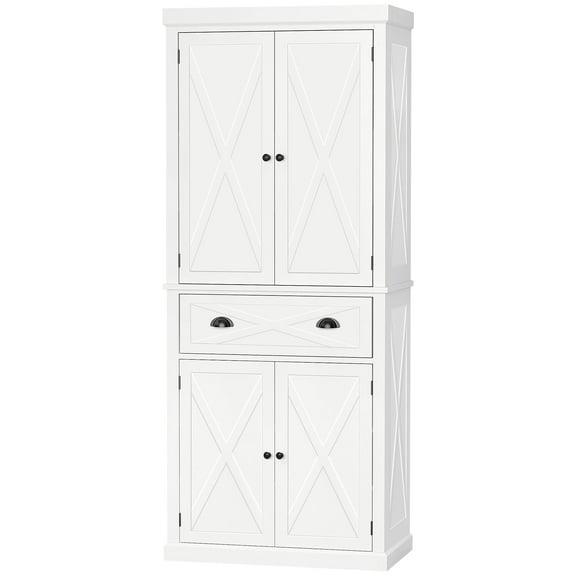 HOMCOM 72" Kitchen Pantry Storage Cabinet, Traditional Freestanding Cupboard