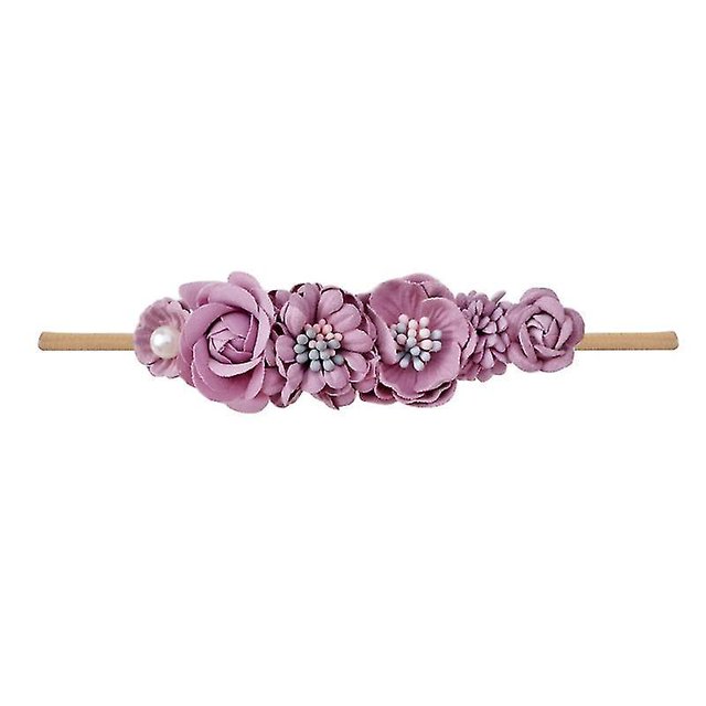 Diadema de flores artificiales para bebé, nailon elástico suave, banda para el pelo de princesa para niña, gorro bonito para recién nacido de cien días