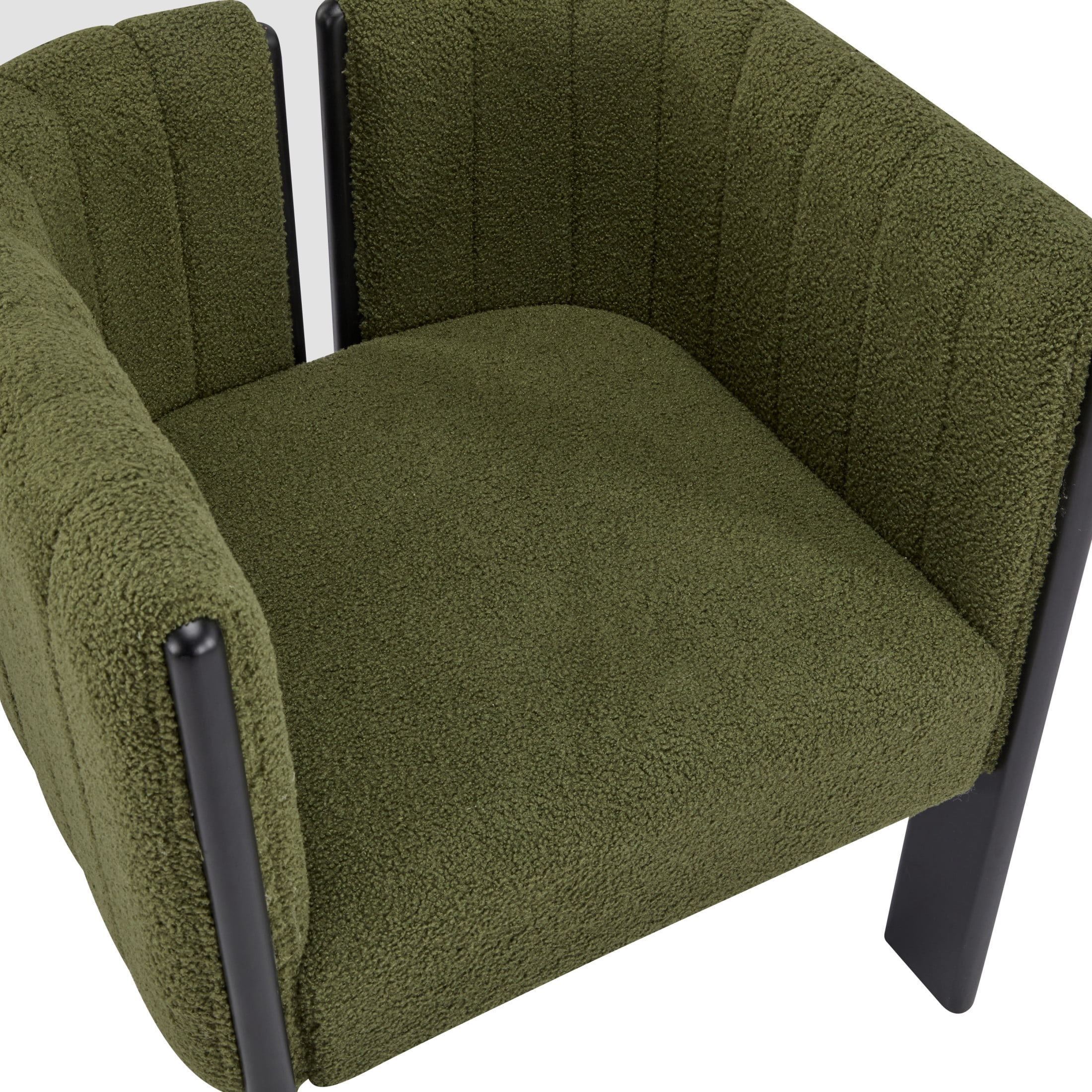 Christopher Knight Home Set of 2 Modern Accent Dining Chairs, Olive Green Boucle Upholstery, Black Wood Frame