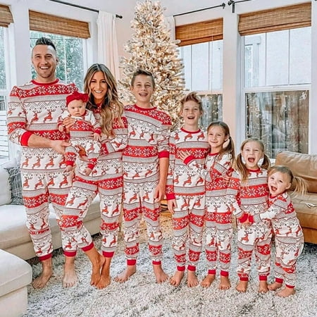 

Winter Christmas Pajamas Family Set Mother Dad Kids Baby Matching Outfits Elk Print Soft Sleepwear Xmas Family Christmas Pajamas