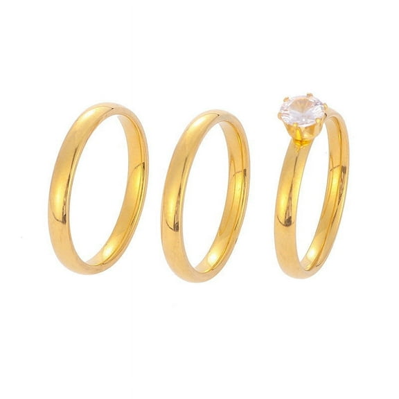 Stainless Steel Diamond Coupler Rings Three Piece Set