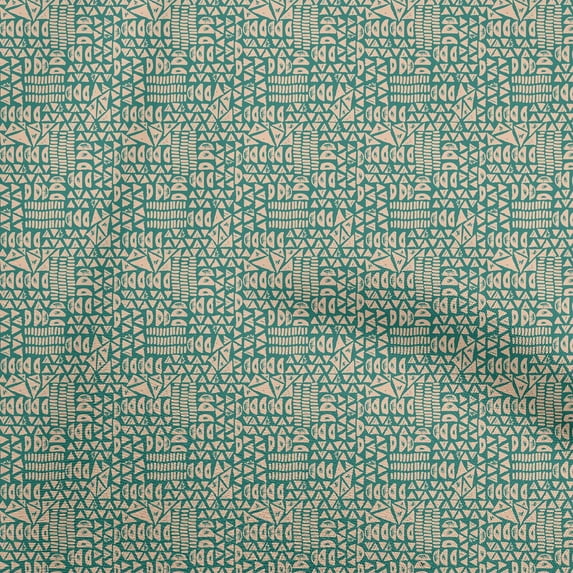 oneOone Cotton Flex Teal Green Fabric Geometric Sewing Material Print Fabric By The Yard 40 Inch Wide