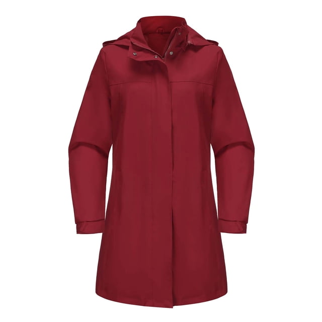 Veste de Pluie Femme à Capuche Imperméable Coupe-Vent Légère Chandails en Molleton Col Rond S-141 Vin TTG