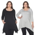 thumbnail image 1 of White Mark Tunique Noire Col Rond Manches 3/4 pour Femmes Lot de 2 Makayla, 1 of 5
