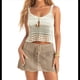 thumbnail image 1 of Conjunto de 2 Piezas de Crochet para Mujer, Camiseta de Tirantes de Punto Calado Y2K, Minifalda, Ropa de Playa de Verano. Albaricoque XL, 1 of 7