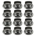 thumbnail image 7 of 12pcs Spring Cord Locks Plastic Rope End Double Holes Toggle Stoppers Sliders Rope Clip Fastener Metal Black, 7 of 7