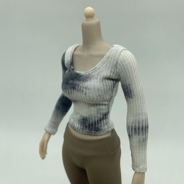 Figuras de acción CUTICAT blusa ajustada de manga larga 1:6 ropa informal para figuras de acción femeninas 12 pulgadas Cuello bajo