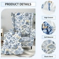 thumbnail image 3 of HonorHut 2 Pack Wing Back Chair Slipcovers Armchair Cover Stretch Wing Chair Slipcover Printed Washable Cover for Chairs Non-Slip Furniture Cover Blue, 3 of 6