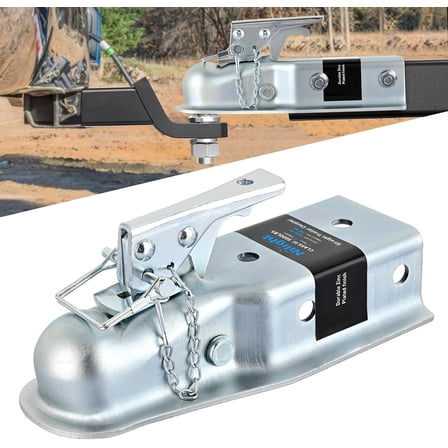 Nilight Straight Trailer Coupler with Security Latch&Chain for 2-Inch Hitch Ball, 3-Inch Channel,3500 LBS,Heavy Duty Trailler Tongue Coupler for Station Wagon, Truck, Bolted & Welded Installation