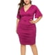 thumbnail image 4 of Vestido de fiesta sólido de manga larga acampanada con cuello en V de talla grande Sexy para mujer a la moda Fridja  qw5828, 4 of 6