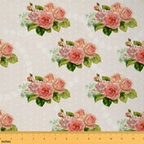 Feelyou Pink Rose Fabric by the Yard 10 Yards for Girls, Garden Flower Floral Room Decor Fabric by the Yard, Old Fashion Fabric for Sewing, Ultra Soft Home Decor