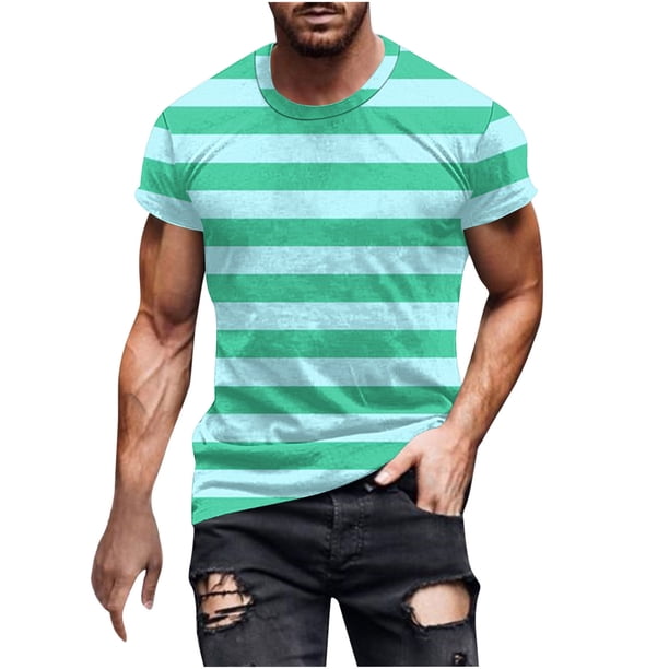 Camisetas de Manga Larga para Hombres Imprimir Fallow Cuello Redondo Camiseta, Moda Casual Manga Corta Mezcla de Algodón/Lino