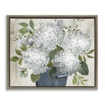 Stupell Industries Country Hydrangea Vase Botanical & Floral Painting Brown Floater Framed Art Print Wall Art, 31 x 25