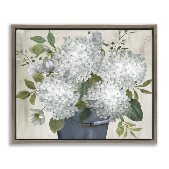 Stupell Industries Country Hydrangea Vase Botanical & Floral Painting Brown Floater Framed Art Print Wall Art, 31 x 25