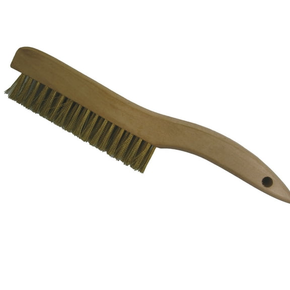 Klutch Brass Wire Brush with Wood Shoe Handle