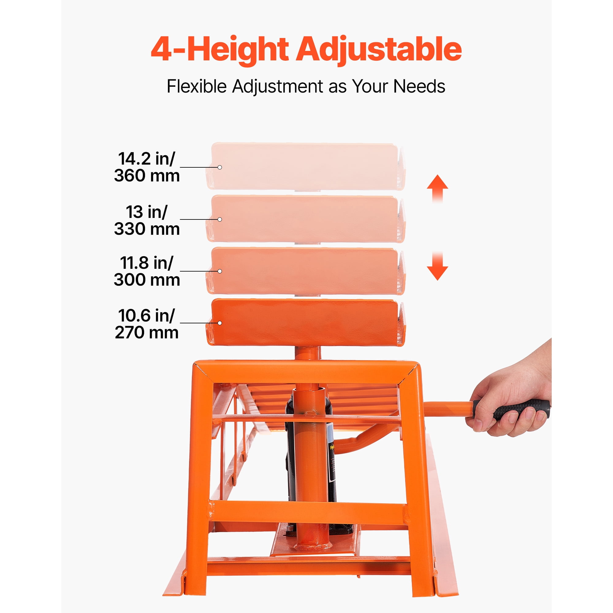 KFFKFF 2 PCS 5T Hydraulic Car Ramps, 11000 lbs Capacity, 10-14.2 Inch Lift Range, 4-Stage Height Adjustable,Heavy-Duty Vehicle Ramps for Garage Maintenance, Oil Changes, and Auto Repairs