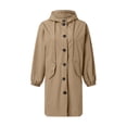 thumbnail image 5 of Razzly Women Loose Comfortable Hooded Coat Outwear Womens Elegant Windbreaker Wild Winter Women's Coat Womens Rain Proof Jacket Windbreaker Fashion Women Out Dry Jacket Windbreaker Coat(Beige,3XL), 5 of 6