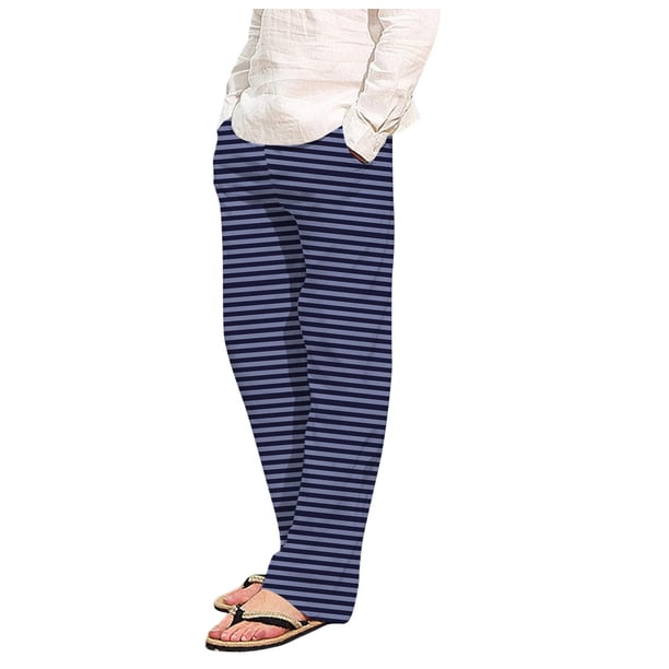 Pantalones de pijama largos de poliéster para hombre, informales, con estampado a cuadros, holgados y deportivos.