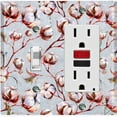 thumbnail image 1 of Metal Light Switch Plate Cover Cotton Flower Wallpaper Pastel Blue FLW017, 1 of 13