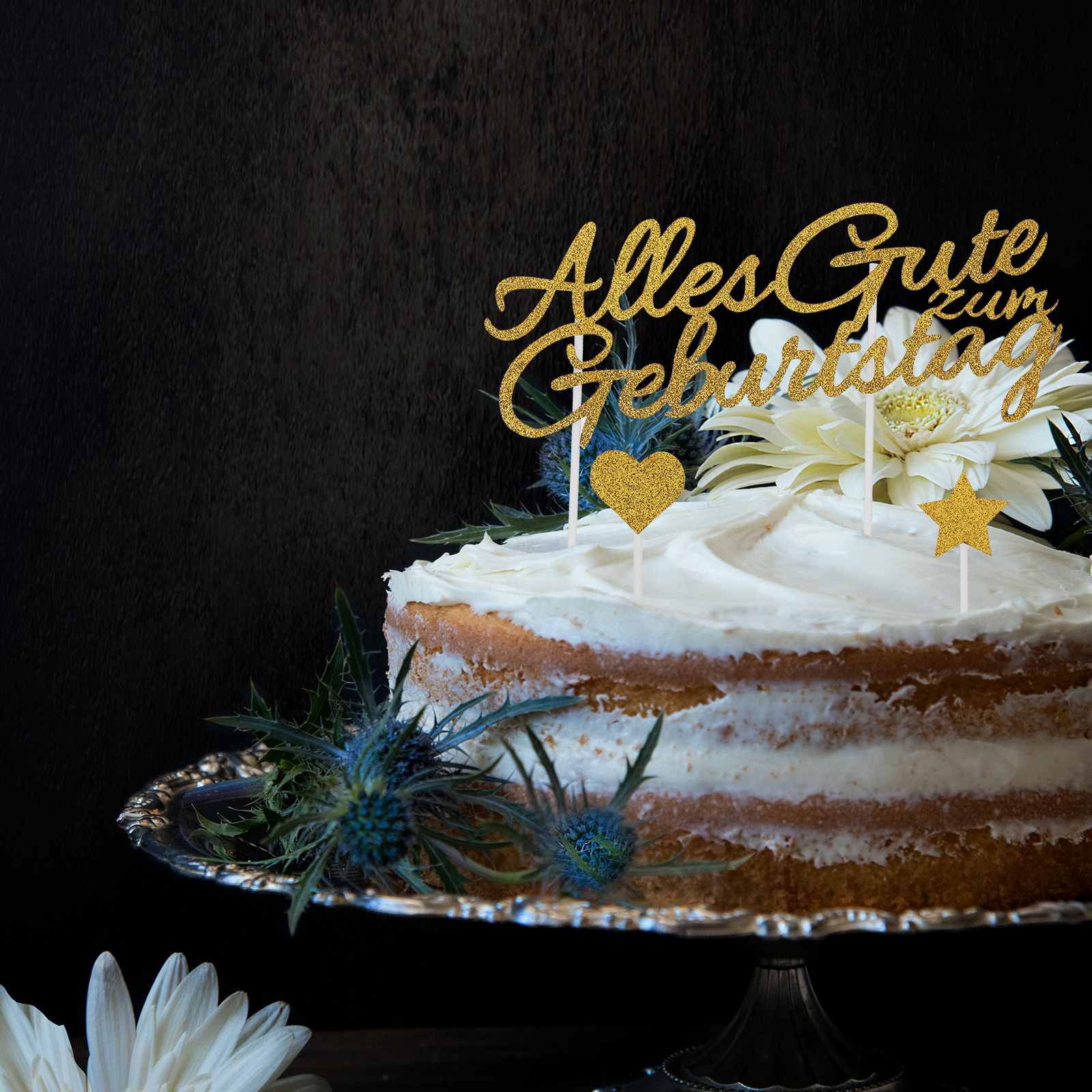 4 Sets Alles Gute zum Geburtstag Cake Glitter Paper Toppers Cake Decoration Cake Picks