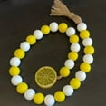 thumbnail image 3 of Carlendan Lemon Wood Bead Garland Farmhouse Rustic Beads with Jute Plaid Tassels Yellow Lemonade Slice Summer Home Natural Country Chic Decor, 3 of 8