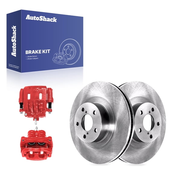 AutoShack Front Vented Brake Rotors   Calipers Red 4-PC Brake Kit Replacement for 2009-2018 Subaru Forester 2005-2014 Subaru Outback 11.55" (293.4 mm)