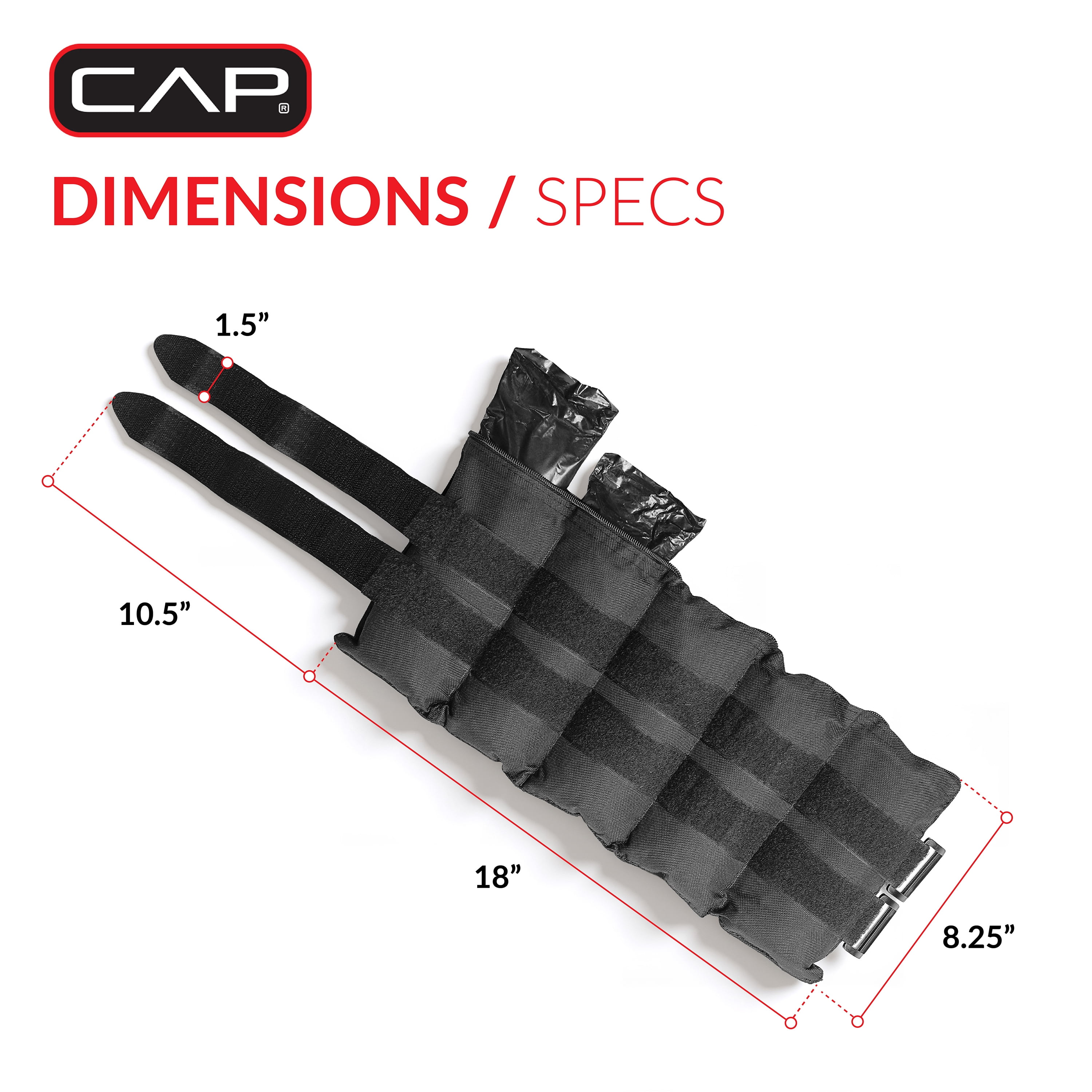 CAP Barbell 20 lb. Adjustable Ankle Weights, (10lb x 2)