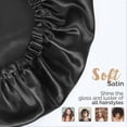 thumbnail image 3 of Gorro de satén para dormir con ajuste antideslizante y ajustable, pañuelo de seda reversible de doble capa para el cabello, color negro., 3 of 5