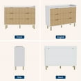 thumbnail image 3 of Commode Cannelée à 6 Tiroirs en Chêne, Commode Double Moderne de 47,2 Pouces avec Poignées en Métal et Design Courbé - Armoire de Rangement Grand pour Chambre, Salon et Entrée, 3 of 7