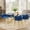 GoldBlue, variant on KATBOC Dining Table Set, 51in Rectangular Tempered Glass Dining Table with Crossed Metal Legs & Set of 4/6 Velvet Upholstered Dining Chairs, for Modern Kitchen, Dining Room, Apartment & Home