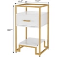 thumbnail image 4 of Qinaqin Blanco Nightstand End Mesa Almacenamiento Cajón 3-Tier Tempered Vidrio Top. Steel Frame Easy Assembly para Dormitorio o cm de Profundidadorm, 4 of 7